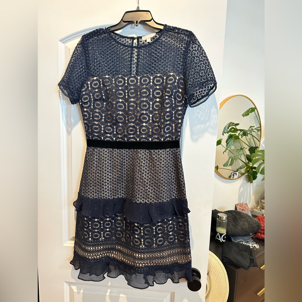 Intricate Lacey navy dress